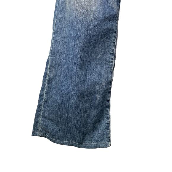 7 For All Mankind Dojo Jeans Womens Sz 27 Blue Flare Wide Leg Bootcut Dark Wash - Picture 8 of 9